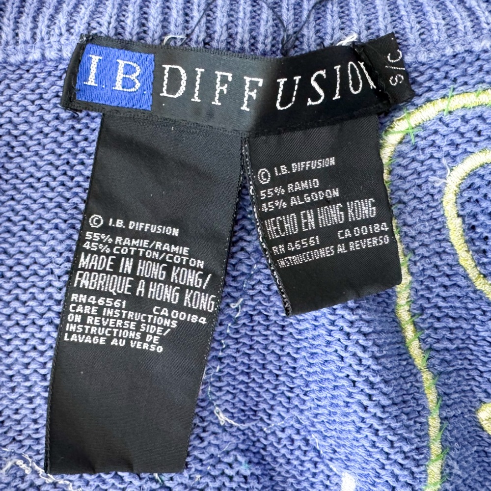 Vtg 80s I.B. Diffusion Mock Neck 3D Geometric Boxy Sweater S Art to Wear - Picture 3 of 9